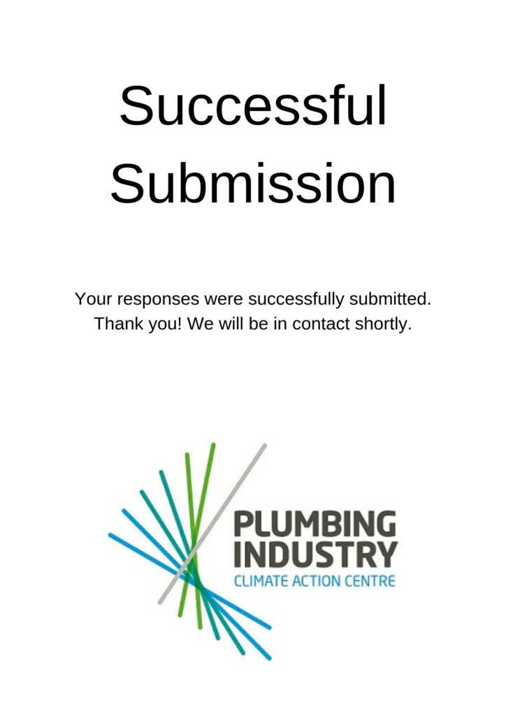  Successful SubmissionThe Plumbing Industry Climate Action Centre